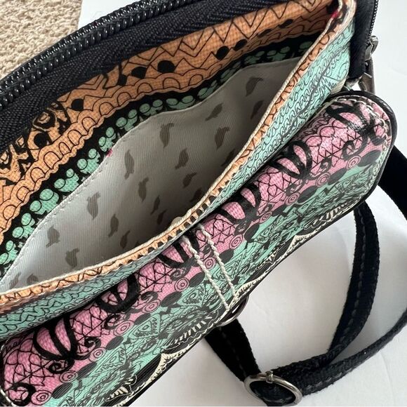 Sakroots Artist Circle Coated Canvas Peace Elephant Print Crossbody Bag Purse - Picture 9 of 16